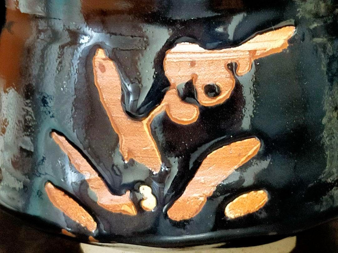 美濃焼 黒 茶碗 在銘 茶道具 骨董 古玩 美濃焼 茶碗 黒