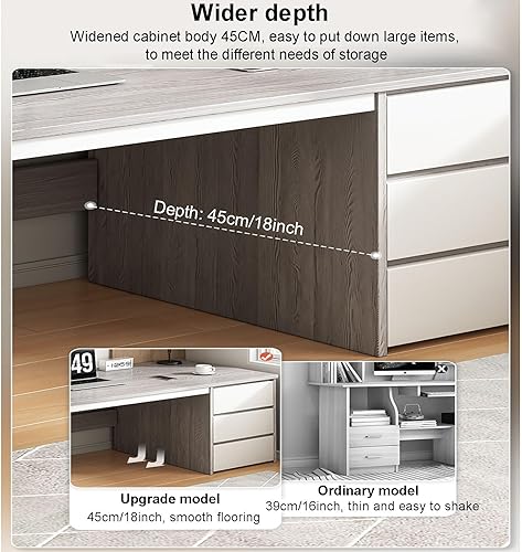 Miniatura 6 de Escritorio para computadora con 3 cajones, estación de trabajo de oficina en casa, escritorio de trabajo estable, mesa de estudio moderna para