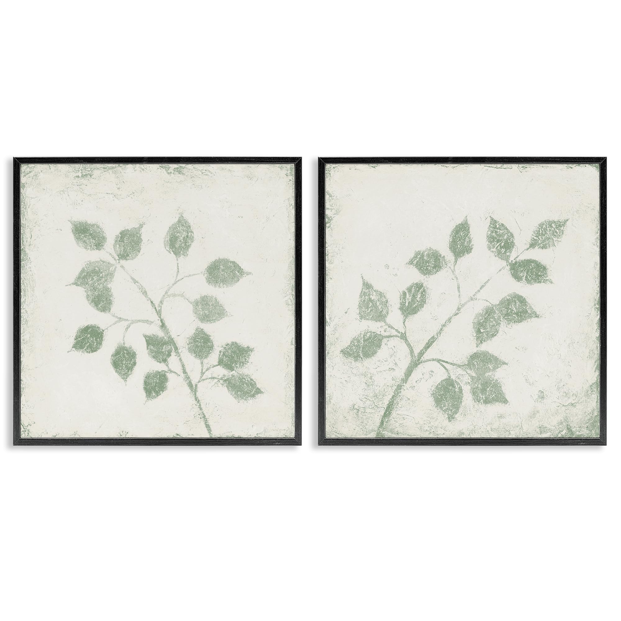 Stupell Industries Midnight Black (Textured) 'November Leaves Soft Plants'| 2Pc Framed Giclee Art Set 2