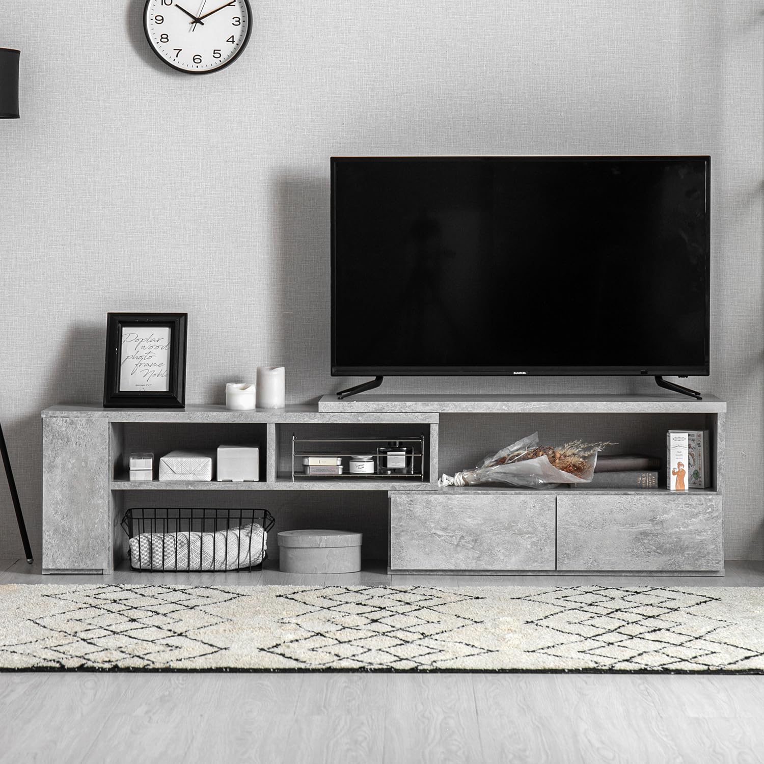 モダン グレー テレビ台 引き出し付きテレビボード Amazon｜モダンデコ テレビ台 伸縮 26-43型 対応 95-160cm幅