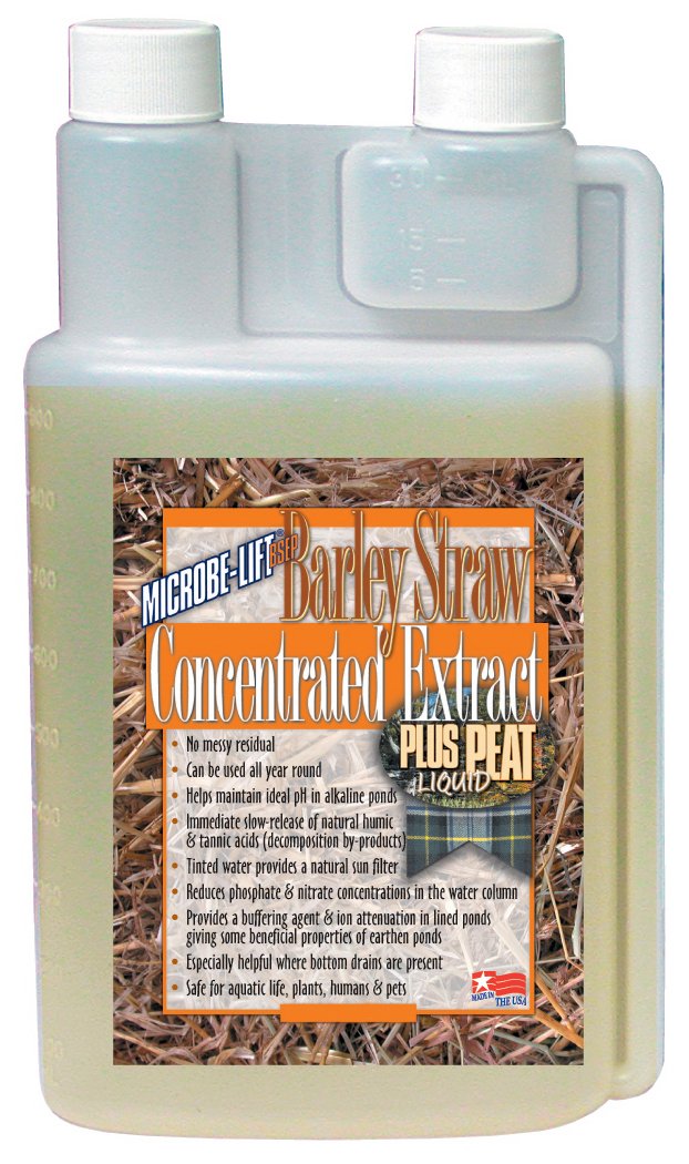 MICROBE-LIFT BSEP64 Concentrated Barley Straw Extract Plus Liquid Peat Conditioner for Ponds and Outdoor Water Garden, Safe for Live Koi Fish, Plants, and Decorations, 64 Ounces