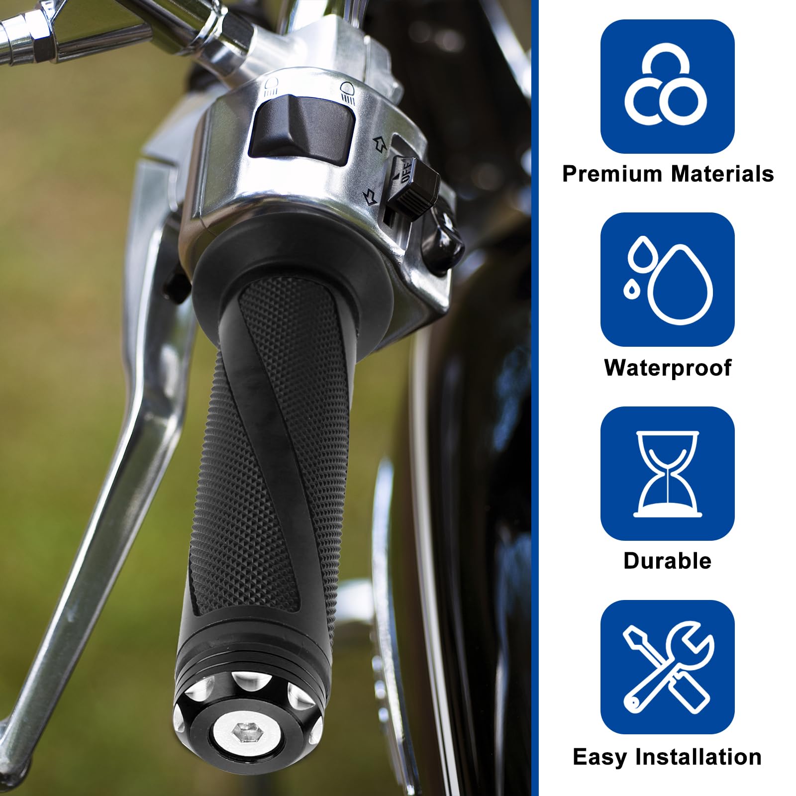 2PCS Motorcycle Handlebar Grips,22mm/24mm Motorbike Handlebar Rubber Grips,Non-slip Motorcycle Handle Bar Hand Grips,Bike Grips,Throttle Grip for Motocross Dirt Pit Bike Motorbike Grips — view 5
