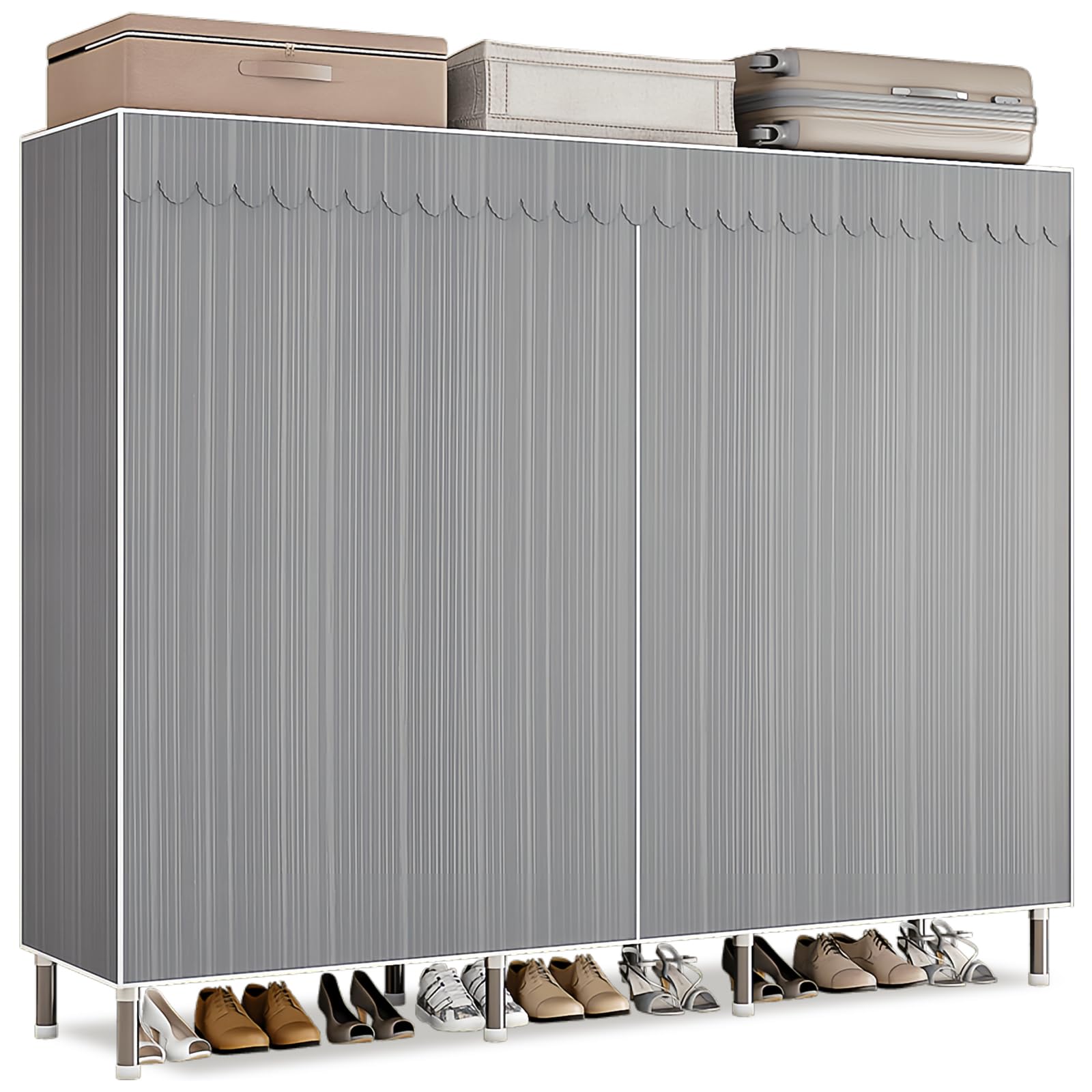 Dictstarst Clothes Wardrobe Foldable Closet, Wardrobe for Bedroom, Sturdy and Stable Hanging Clothes Storage, Temporary Wardrobe, Foldable Pop-up Wardrobe In Grey for Temporary Moving, Rental Houses