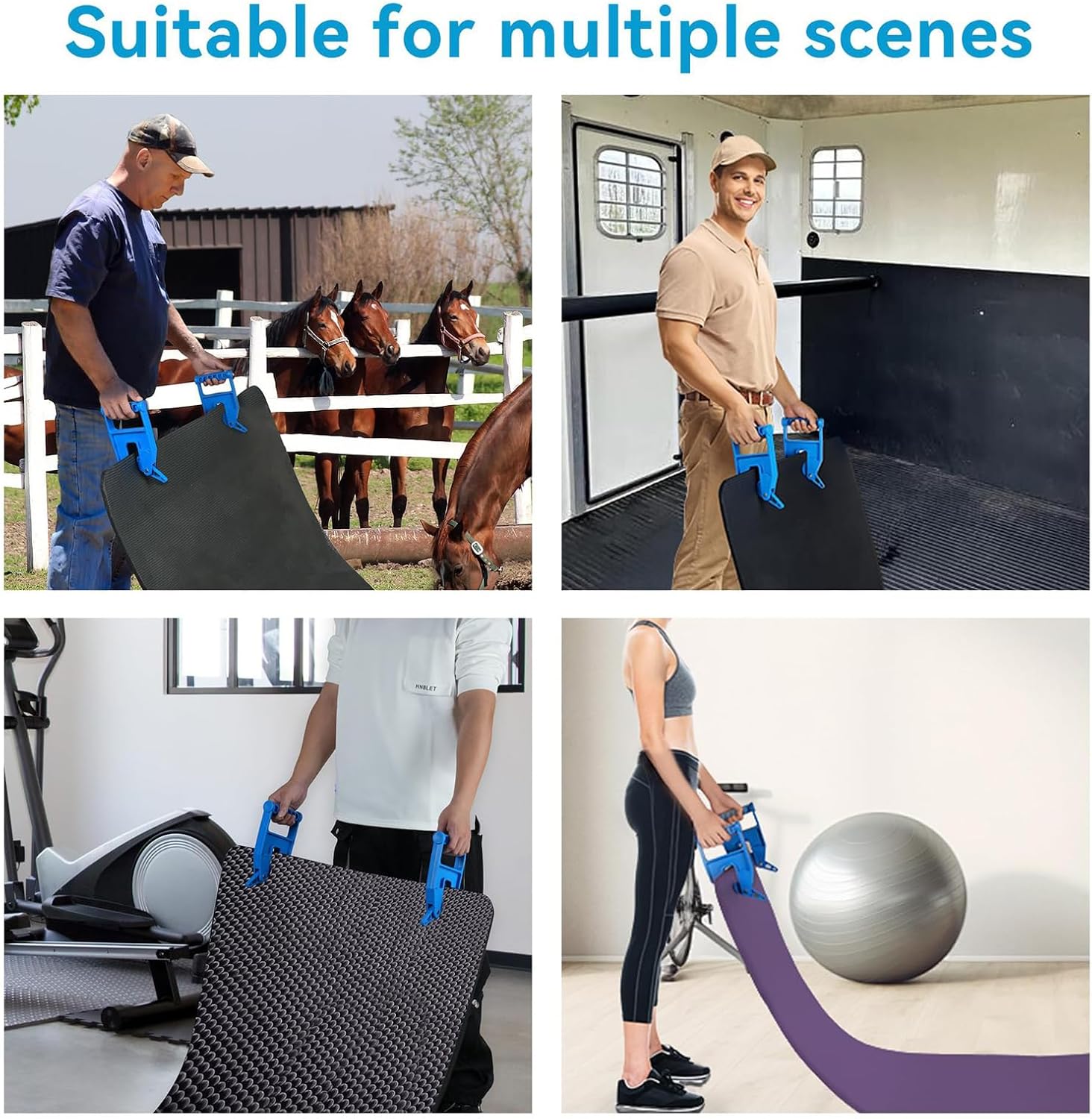 Pair of Mat Movers Tool - Mat Grippers - Heavy Duty Stall Mat Handlers for Horse Mat, Gym Mat, Trailer Mat & Rubber Mats -Ergonomic Mat Puller Perfect for Barn & Home, Durable and Save Time