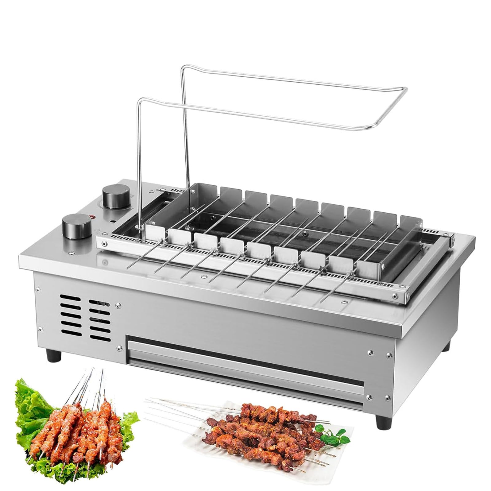 Komercyjny grill bezdymny, automatyczny obrotowy grill stołowy do pieczenia kebabów, obrotowy elektryczny grill na szaszłyki, sprzęt do pieczenia kebabów, dla całej rodziny (L)