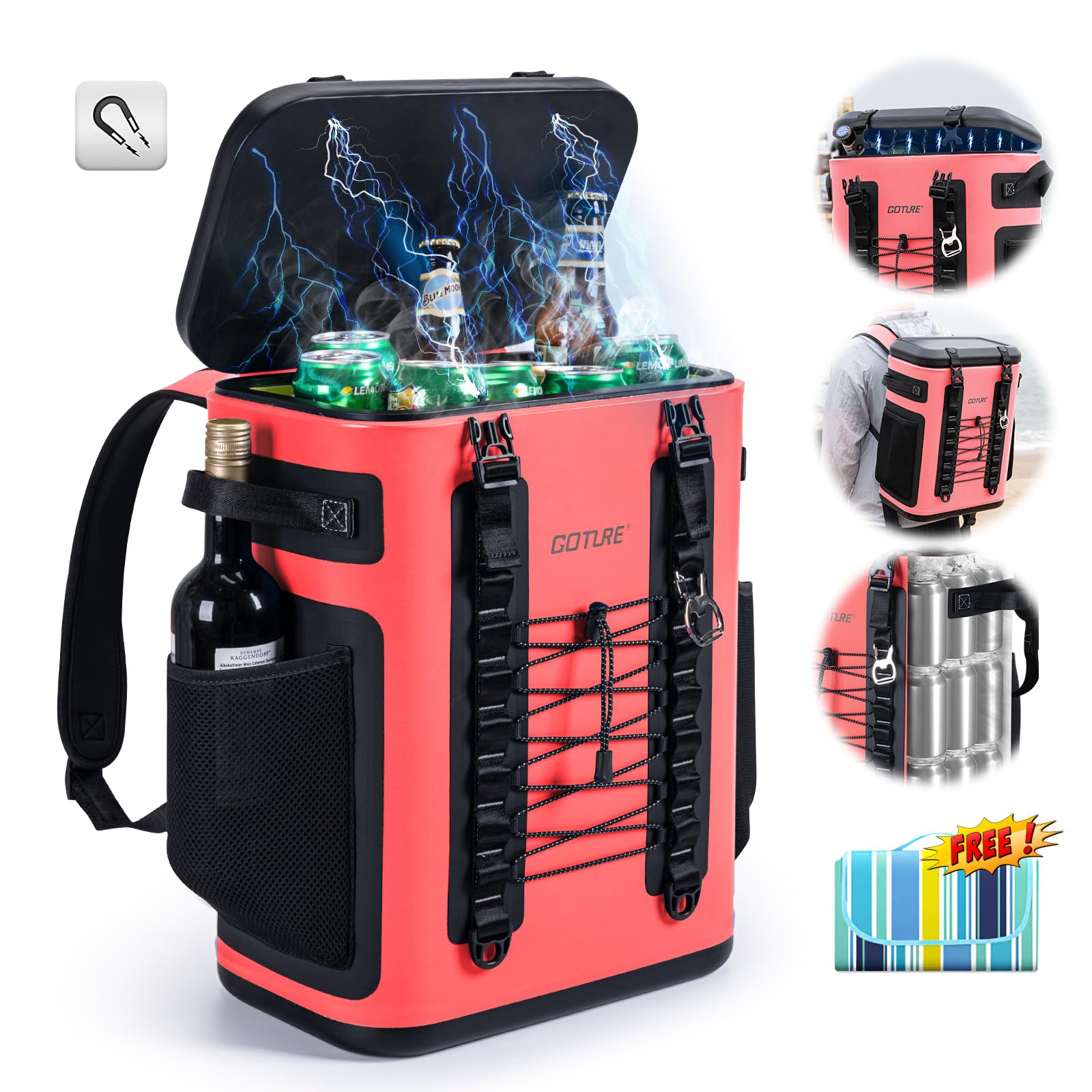 Goture Backpack Coolers,Insulated Leak Proof Cooler Bag, Keeping Ice