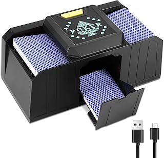 Kartenmischmaschine, Elektrische Kartenmischmaschine 2 Deck, elektronische Casino-Poker-Kartenmischung, batteriebetrieben, Ein/Zwei Deck-Karten-Mischung (Leises Modell USB und batteriebetrieben)