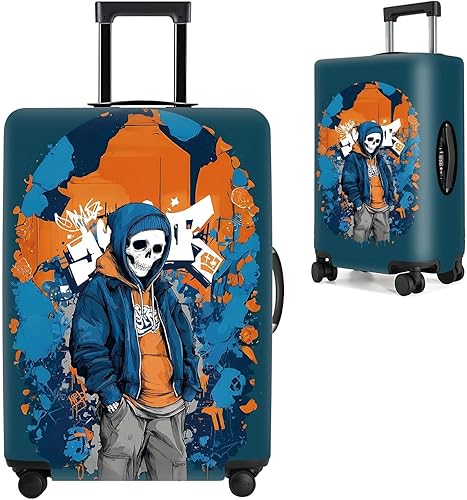 THISFIND Graffiti Skull Luggage Cover – Trendy Street Style Suitcase Protector w