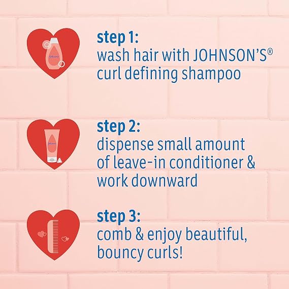 Bundle of Johnson's Kids Curl-Defining, Frizz Control, Tear-Free Kids Shampoo + Shea Butter, Paraben-, Sulfate- & Dye-Free, 13.6 fl. oz + Curl Defining Leave-In Conditioner, 6.8 fl. oz