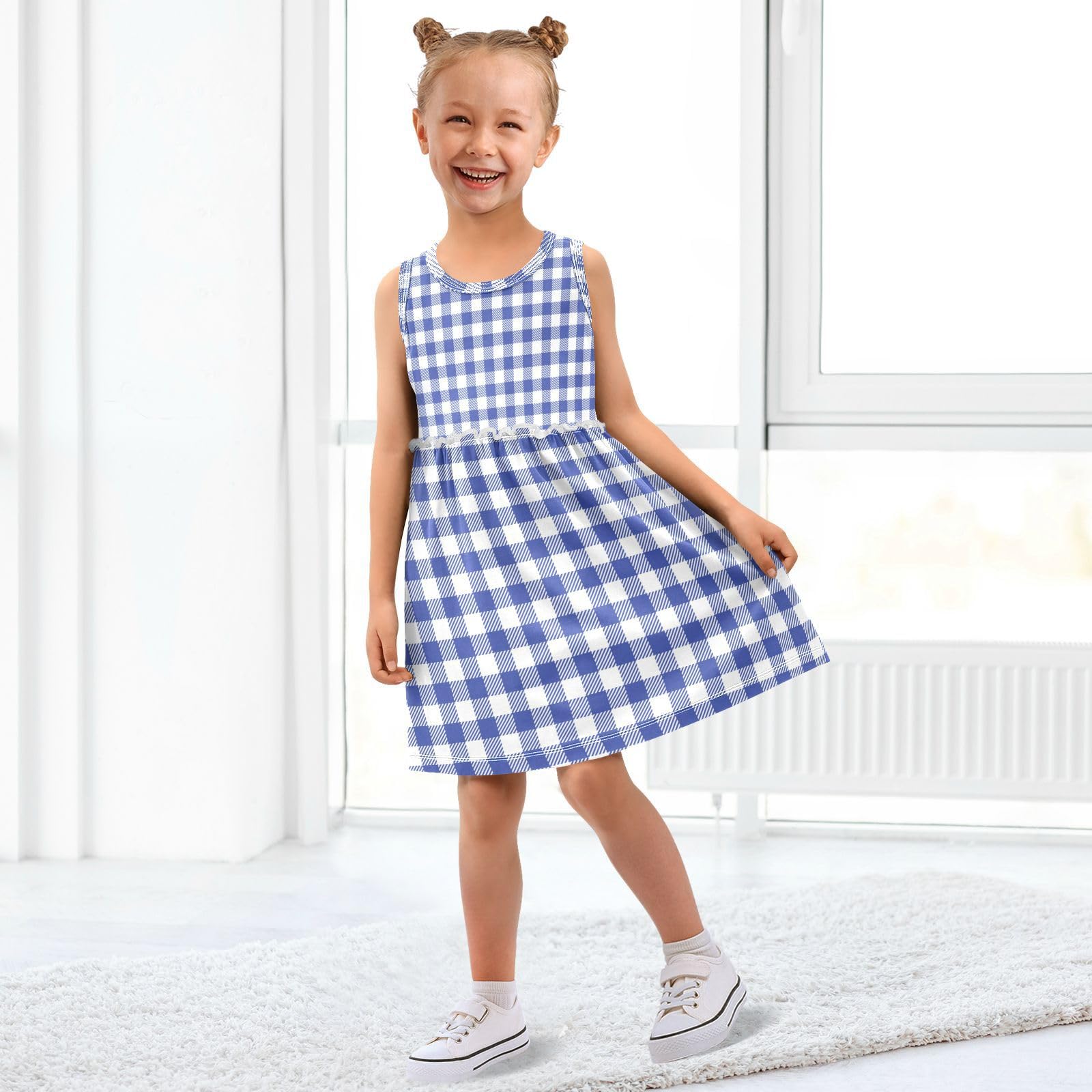 blue buffalo plaid dress Organic Zoo Toddler Dress Pottery Blue Gingham Bella Dress - 2-3y main image 1