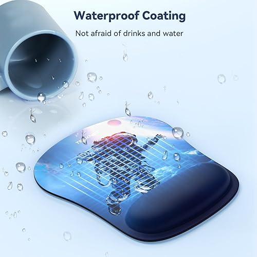 Miniatura 6 de TECKNET Alfombrilla de mouse con soporte de muñeca, alfombrilla ergonómica para mouse para juegos, alivio del dolor, alfombrilla de mouse portátil y