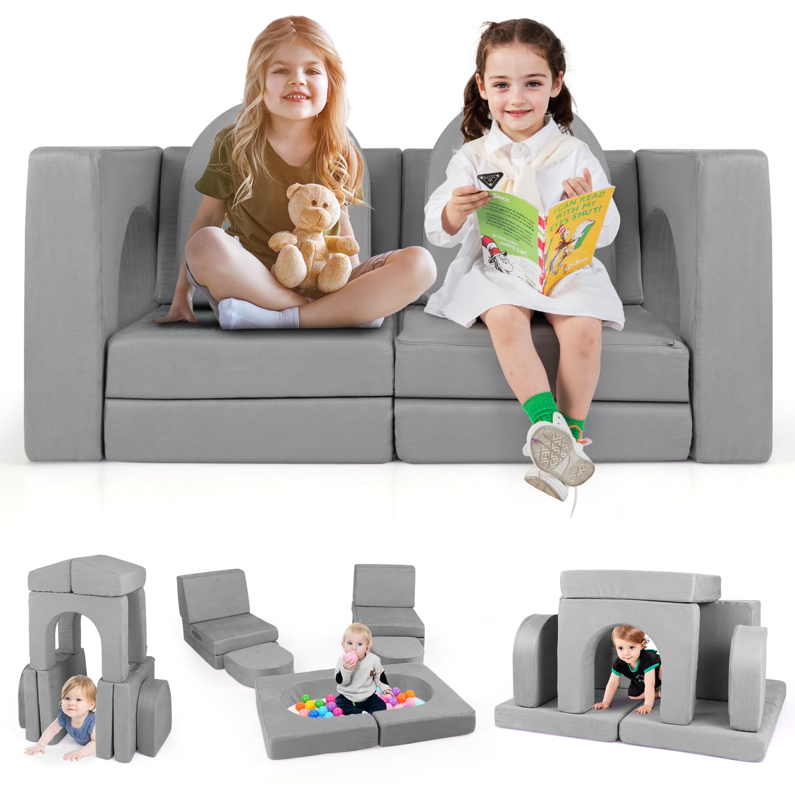 Canapé De Jeu Modulaire En Mousse Pour Enfants Qaba 12 Mcx Pour Construction De Fort Gris 3d0 021v00gy 332088511