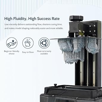 3D Printer Resin, 16K Upgraded Standard Photopolymer Resin, 405nm Fast UV-Curing Low Odor High Precision 3D Printing Resin for LCD/DLP/MSLA 3D Printer, 16K Grey 1000g