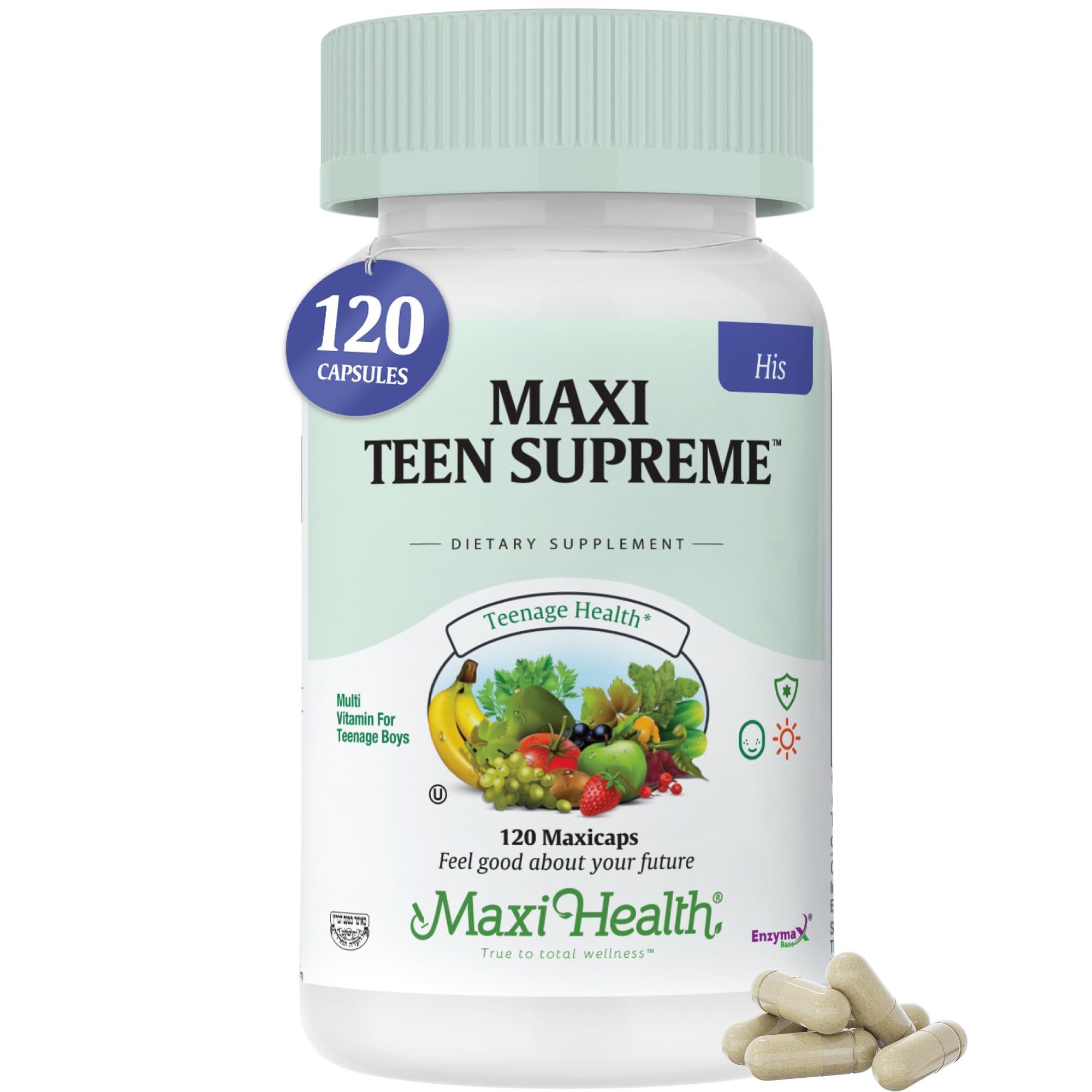 Maxi Health Teen Multivitamin – Natural Vitamins For Teenage, Boys, Unflavored, 120 Count