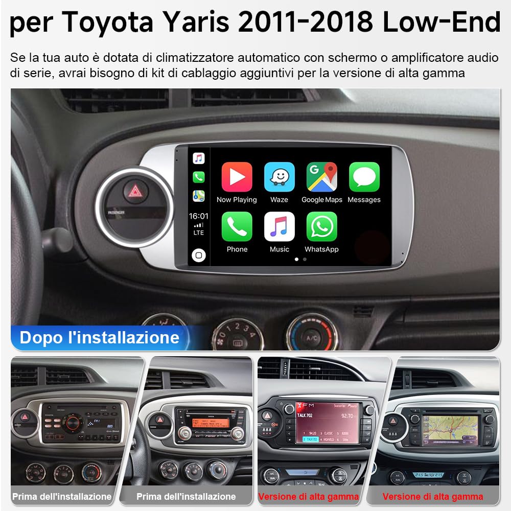 9" Autoradio Android 15 per Toyota Yaris 2011-2018 4+64GB