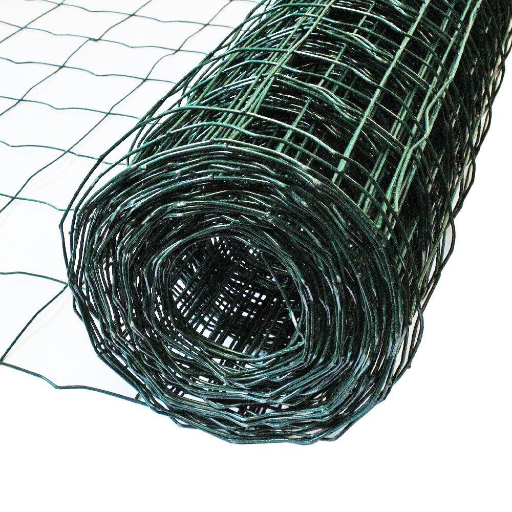 Green PVC Coated Euro Fence Mesh - 100x100mm Hole Size, Galvanised Steel Welded Garden Fencing, 1m x 20m Roll - Corrosion Resistant & Durable for Outdoor Use