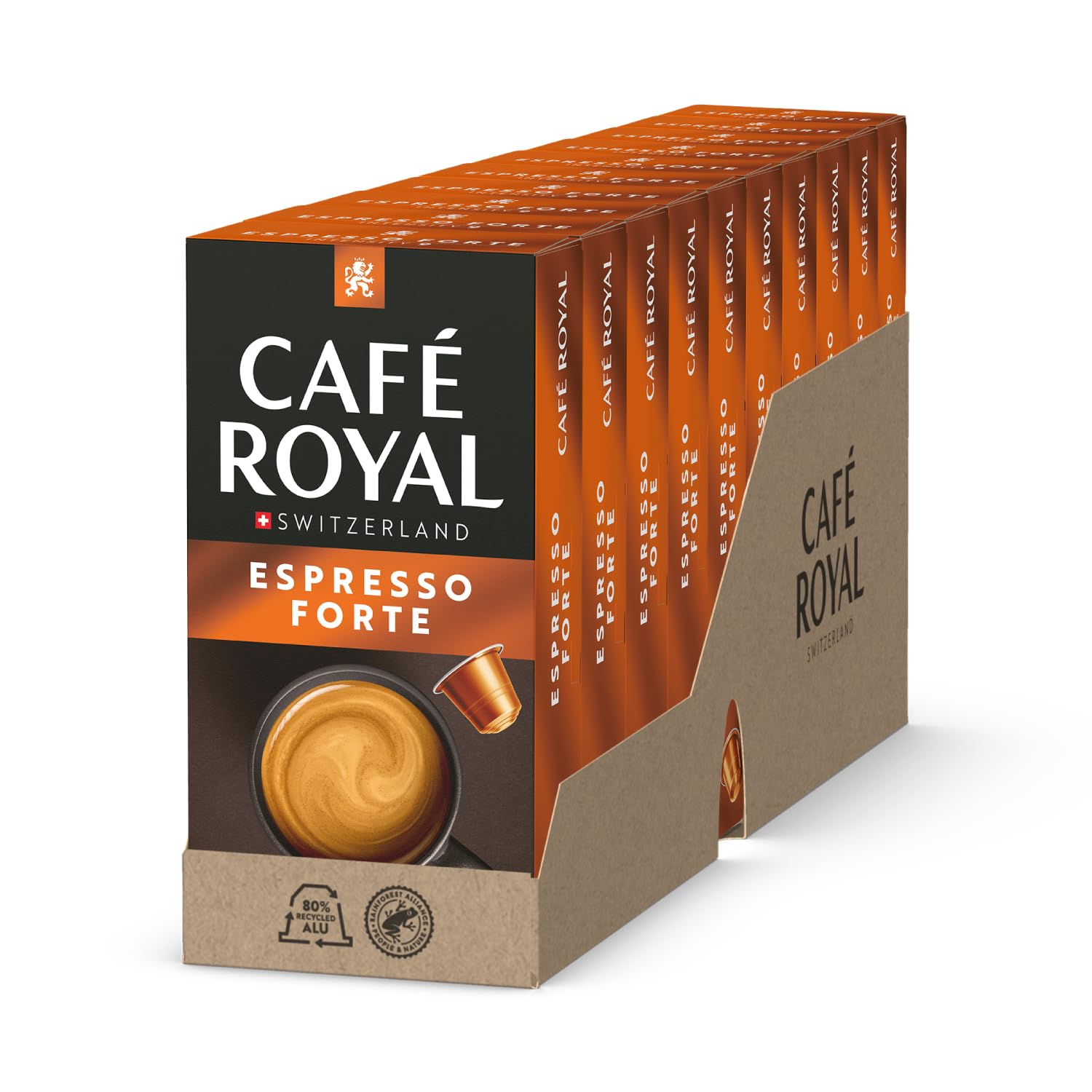 Café Royal Espresso Forte – Nespresso®-kompatible Kaffeekapseln, 100 % Arabica, vollmundig, mittlere Röstung, Intensität 9/12, 100 Kapseln