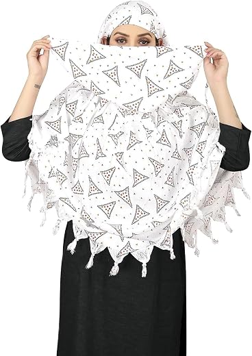 SIXSIGMA® Cotton Long Scarf Cum Mask scarves Usable for vehicle Driver | White Printed Design | Universal Size | For Girl...