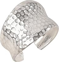 Vista 9 de Anillo de banda ancha de plata de ley martillada hecha a mano