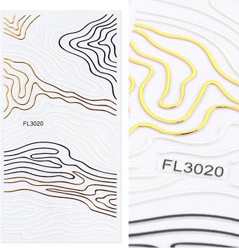 French Metallic Line Nail Art Stickers Decals Self-Adhesive Rose Gold Metal Curve Stripe Design Self-Adhesive Manicure Tips Nail Decoration for Women Girls Manicure DIY Nail Salon One Size,Color8