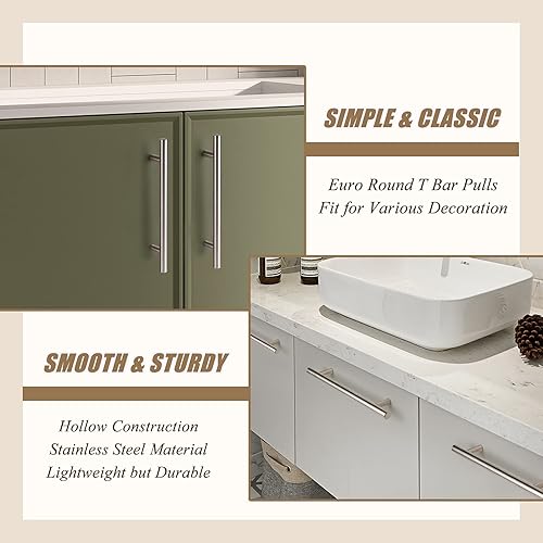 Miniatura 178 de Probrico - Paquete de 20 manijas planas negras modernas para cajones, manijas de cocina, armario europeo, tirador en T para tocador - Centros