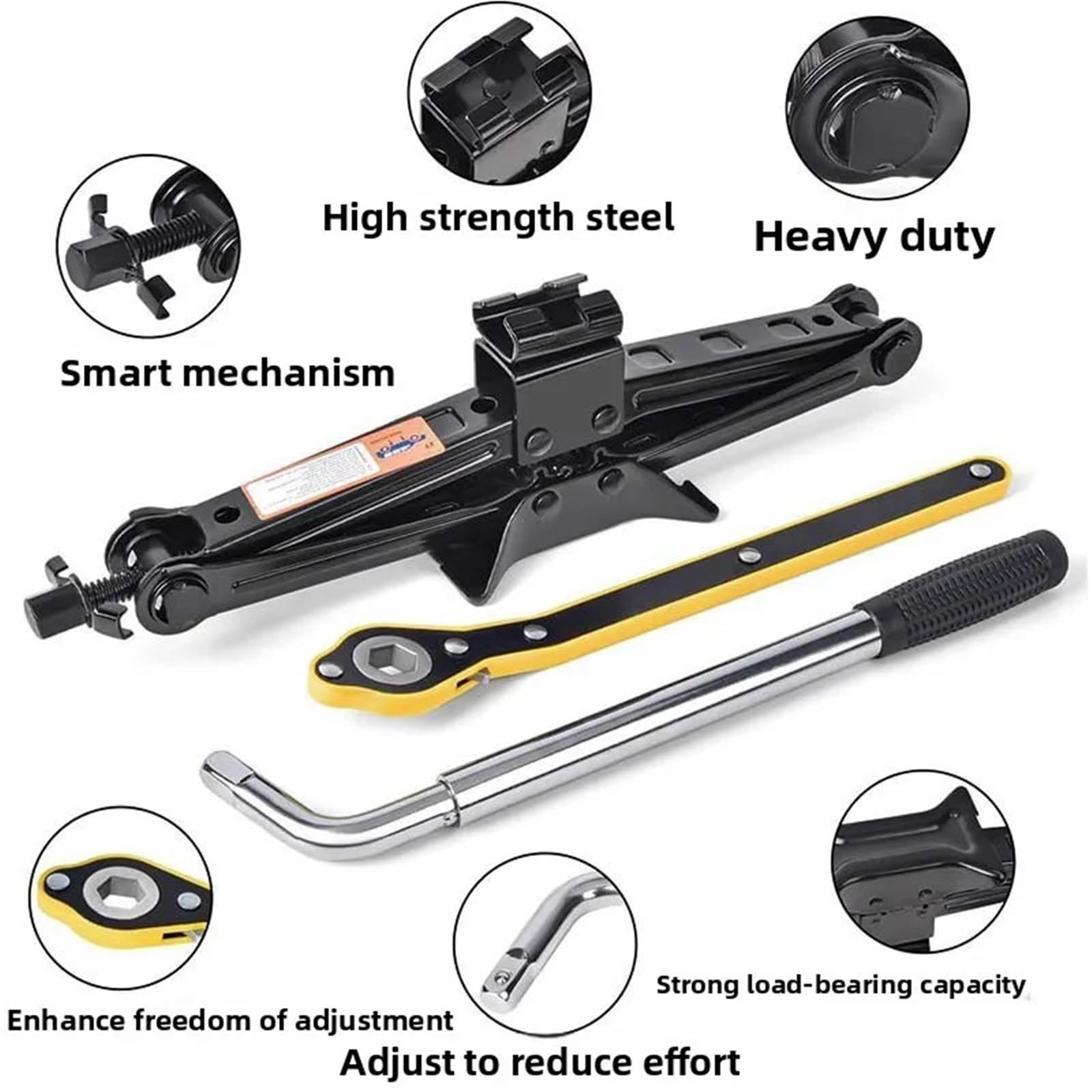 Cric A Forbice Per Auto Cric for auto Set da 2 tonnellate a forbice Cambio pneumatici Strumento multifunzione portatile(2T double tooth set)