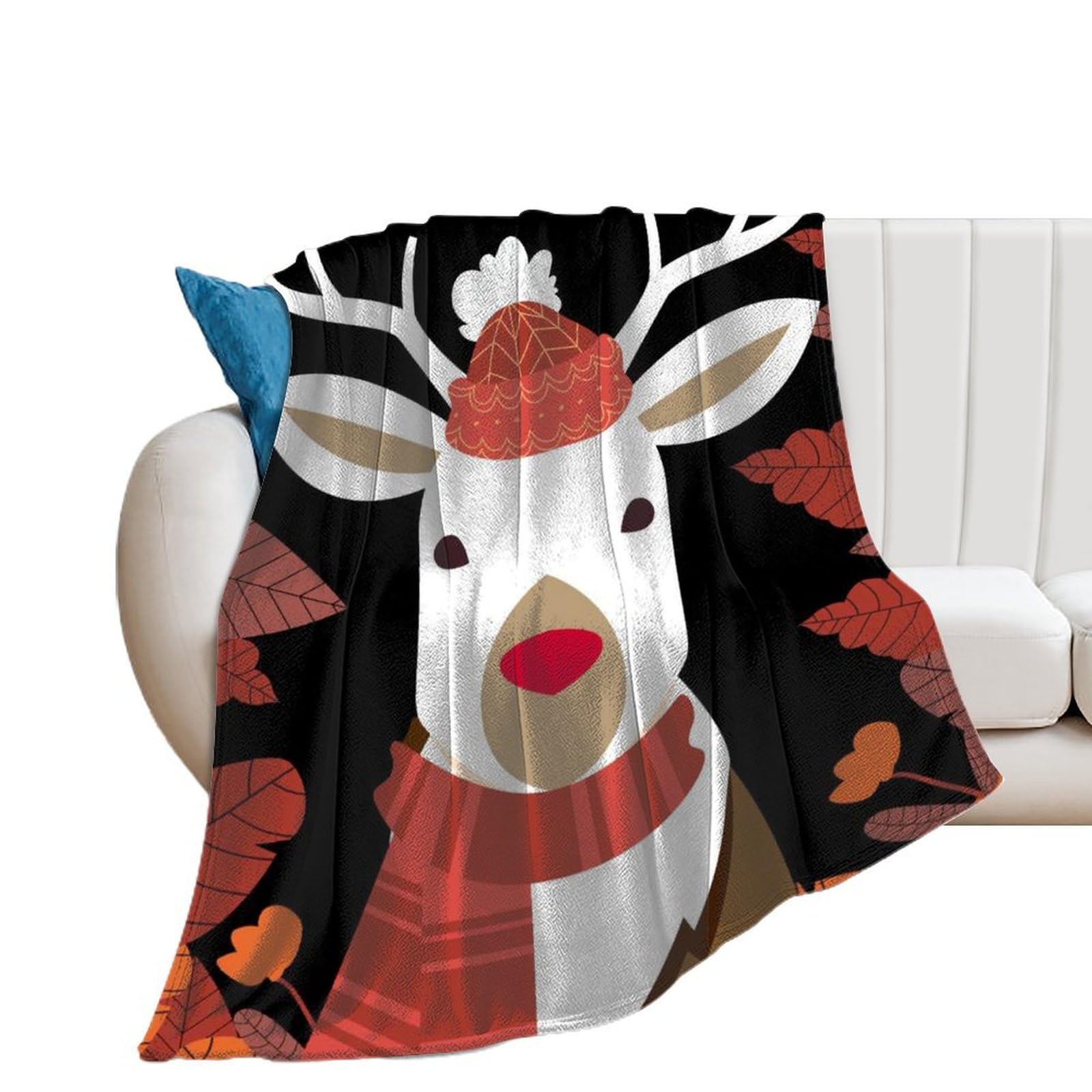 Couverture polaire élan 150x200 cm plaid pour lit et canapé