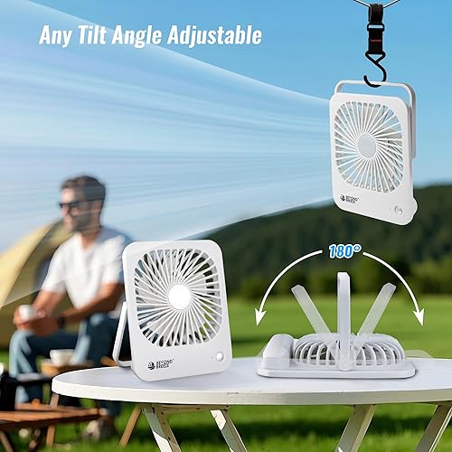 Miniatura 3 de BEYOND BREEZE Ventilador de escritorio con pilas, mini ventilador portátil recargable de viaje, plegable de 180 con 3 velocidades para el hogar