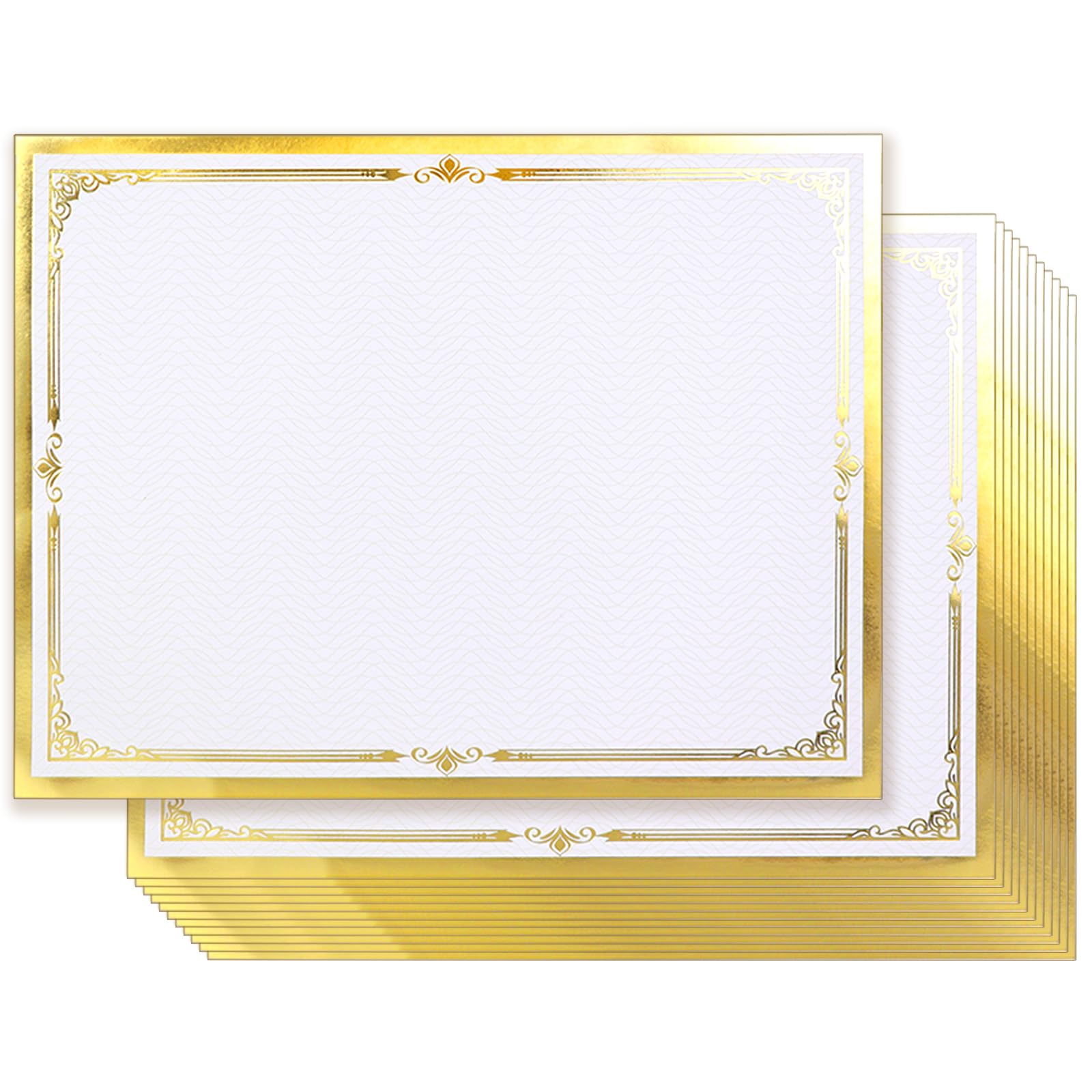 Award Certificate Papers, 50 Sheets Blank Gold Foil Certificate Border for Diploma, Participation Awards, Laser and Inkjet Printer Friendly, 8.5x11