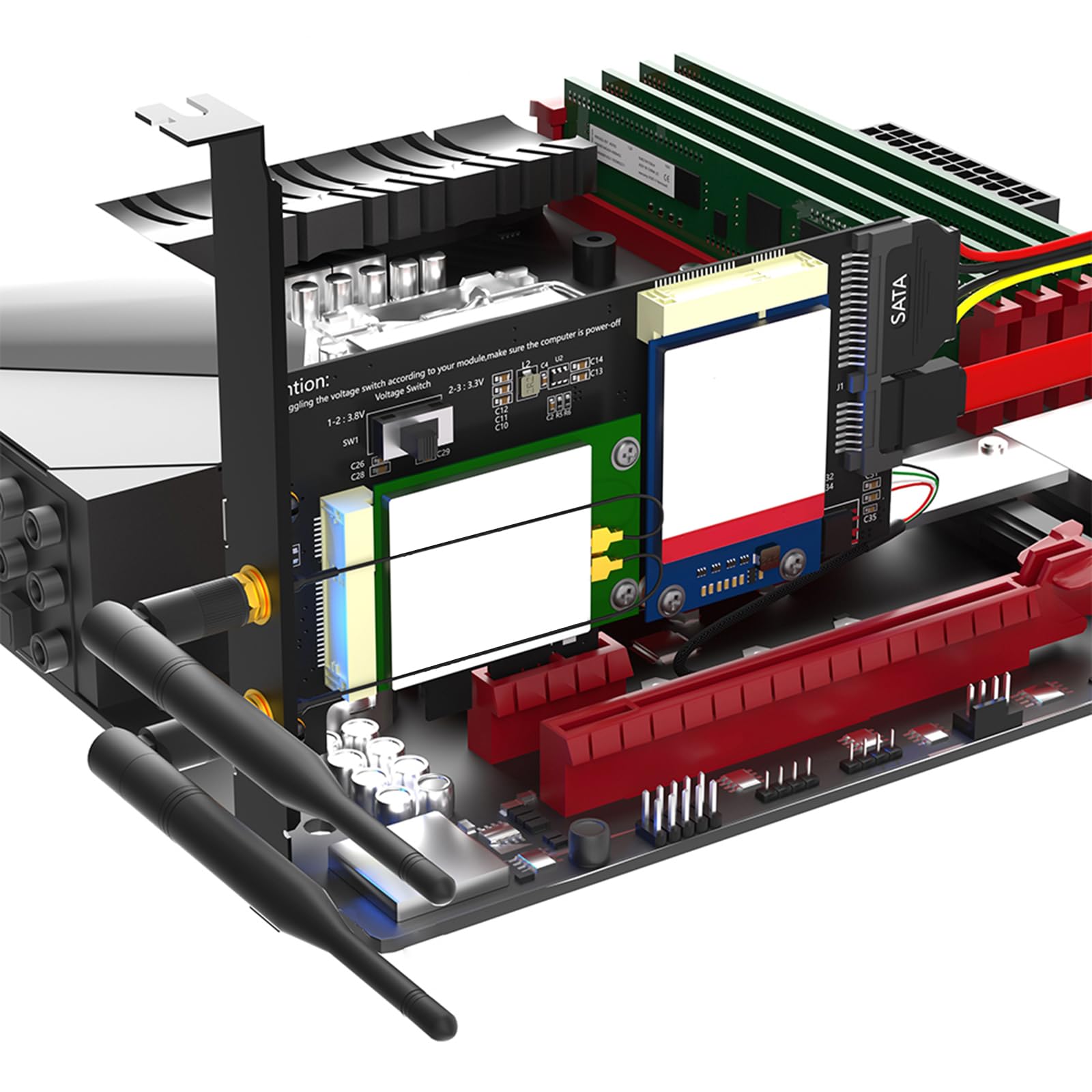 Efficient PCIE to PCIE 1x MSATA to SATA3 Adapter Card for Seamless Computer Integration