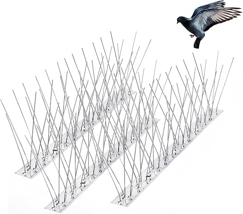 Juego de 23 picos de acero inoxidable para pájaros, cubierta de 25 pies, disuasorio de pájaros plateados desinstalados para palomas y pájaros