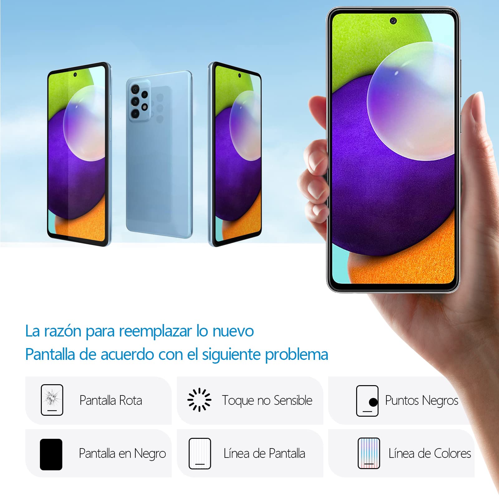 RongZy AMOLED Pantalla para Samsung Galaxy A52 5G A526B/A526U/A52s 5G A528B Pantalla Táctil LCD Kit de Pantalla de Repuesto Ensamblaje Digitalizador de Reemplazo con Herramientas(con Huella Digital)