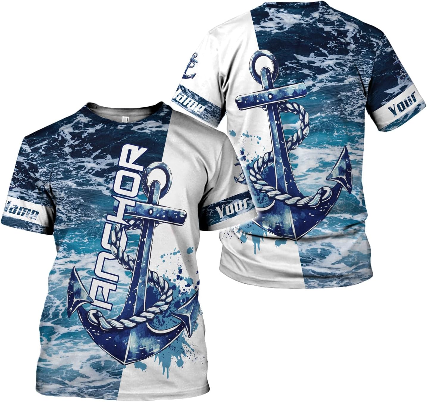 Amazon.com: MoonArt Personalized Anchor T-Shirt 3D Sailor Sailing ...