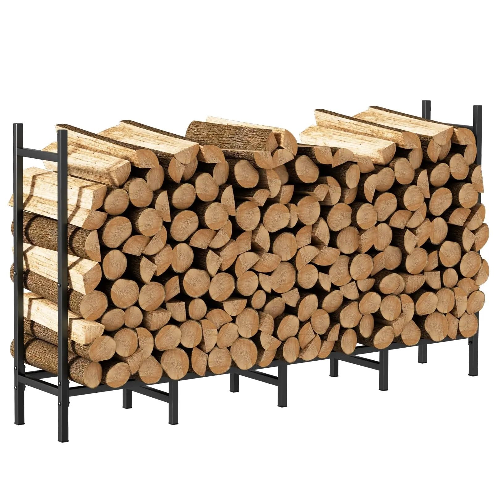 Porta legna da ardere Portalegna in metallo resistente regolabile da 4 piedi/5,3,9 piedi for lo stoccaggio della legna for caminetti interni/esterni(5.3ft Firewood Rack)