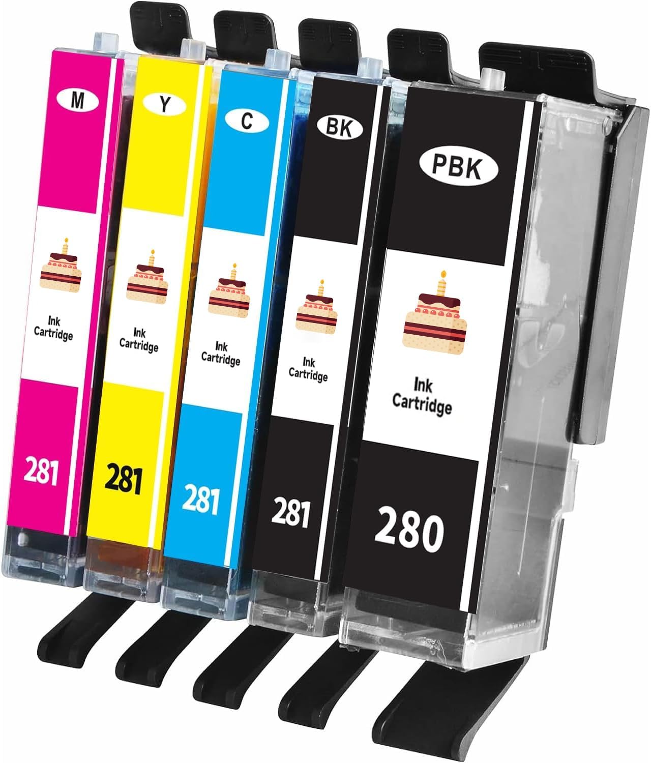 E-Kongton PGI-280XXL/CLI-281 Ink cartridges, 5 Color Pack Work for PIXMA TS6120 TS6220 TS6320 TS8120 TS8220 TS8320 TR7520 TR8520 TR8620 TS9120 TS9520 TS9521C TS702