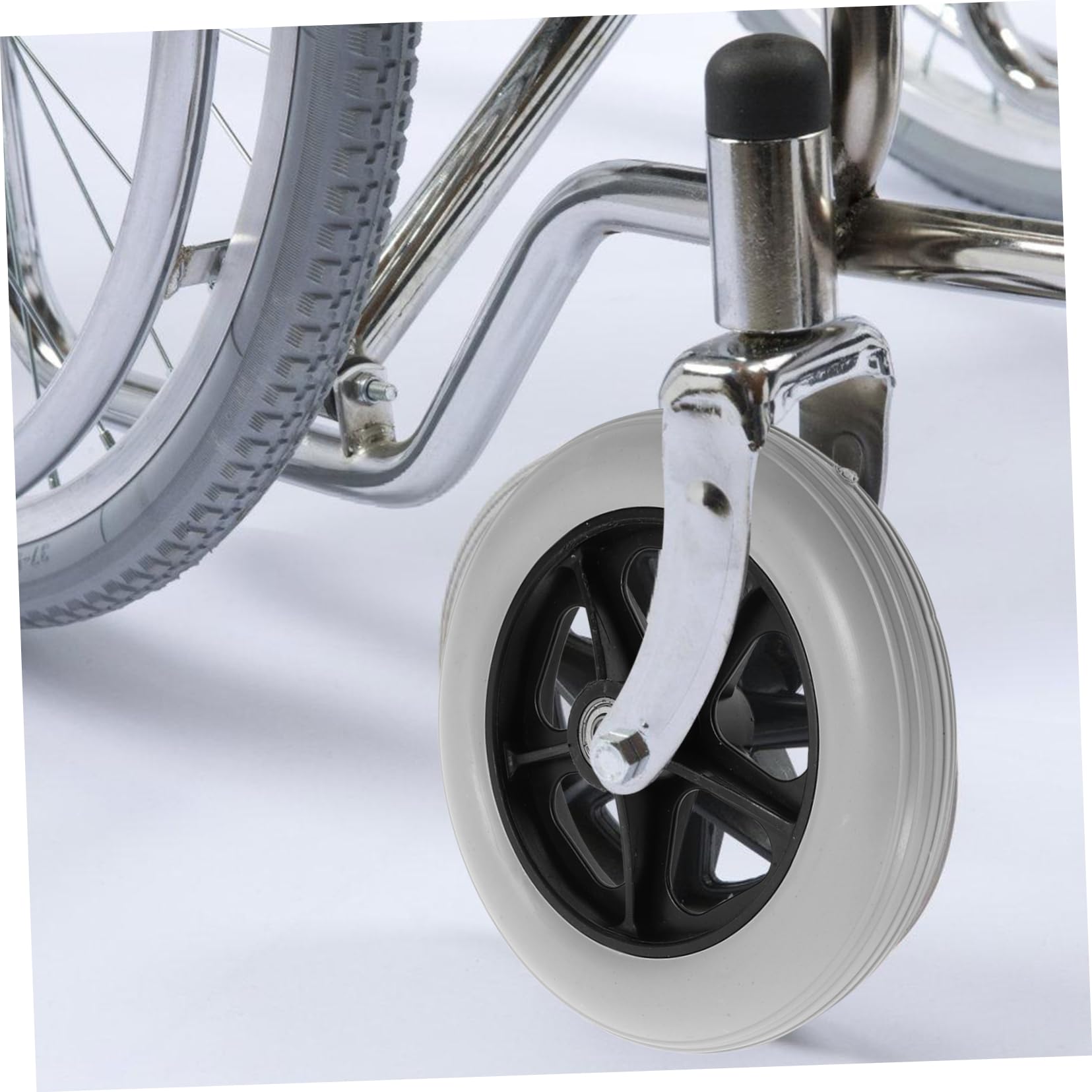 Angoily 2 Pezzi Ruote di Ricambio per Carrozzina Anteriore, Ruote in Plastico Resistenti All'usura Foro da 8mm per Carrelli e Deambulatori