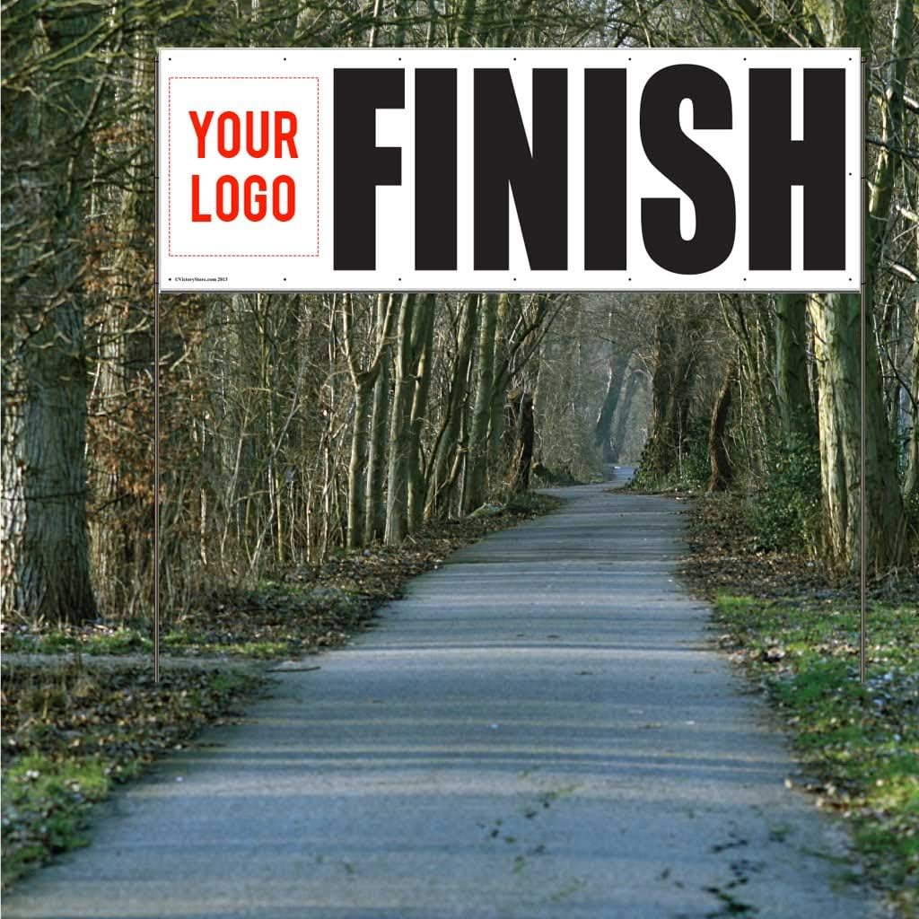 VictoryStore Outdoor Banner: Custom Race Banner - 4 feet x 12 feet "Start” and"Finish" Add Logo with Grommets for Hanging