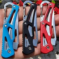 Vista 5 de 3 Colors Stainless Steel Folding Knife With Key Ring, Outdoor Survival Pocket Knife (6 Pack)