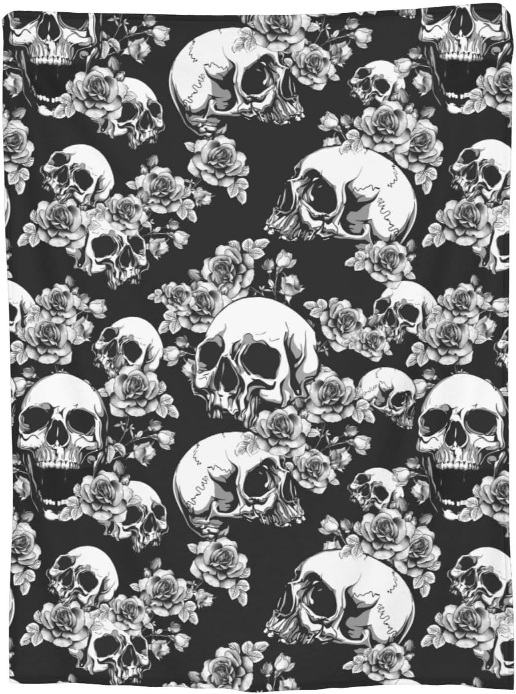 Ultra-Soft Microfiber Throw Blanket 330 GSM Fuzzy Fleece Blanket for Adults Kids Gift Couch, Sofa, Bed Skull Floral 60"X50"