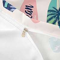 Vista 6 de Juego de funda de edredón de verano con temática de surf marítimo, juego de ropa de cama de 3 piezas para niños, adolescentes, funda de edredón