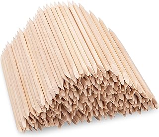 Noverlife 500PCS Orange Wood Nail Sticks, Double Sided Cuticle Pusher Remover, Disposable Cuticle Sticks for Manicures & Pedicures, Wooden Nail Art Cuticle Pusher Remover Set for Home & Salon Manicure