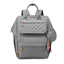 House of Quirk Baby Diaper Bag Backpack for Mom & Dad, Waterproof Maternity Travel Bag with Pacifier Case, Large Capacity Baby Nappy Bag (Light Grey) gallery image