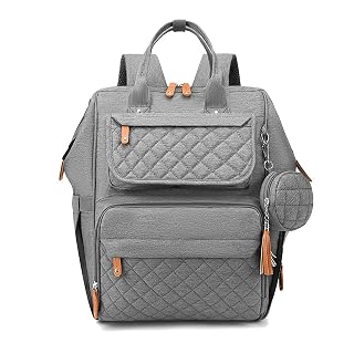 House of Quirk Baby Diaper Bag Backpack for Mom & Dad, Waterproof Maternity Travel Bag with Pacifier Case, Large Capacity Baby Nappy Bag (Light Grey)