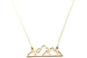 Dainty 14k Gold Mountain Bar Necklace for Women