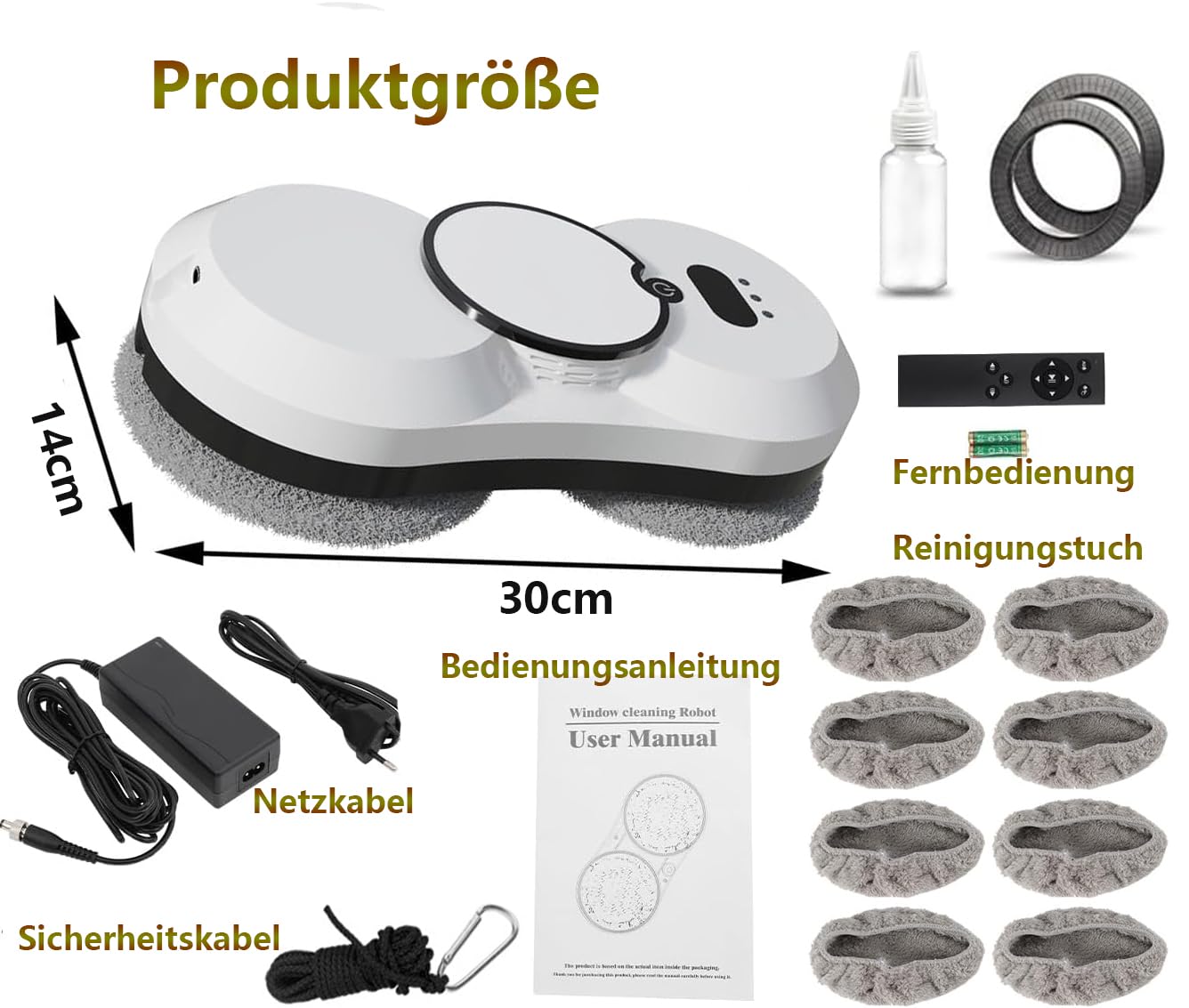 Fensterputzroboter mit Sprühfunktion, 5600 Pa Elektrischer Fensterreiniger, 3 Reinigungsmodi, Smart Navigation, Fernbedienung, streifenfreie Glaskantenerkennung