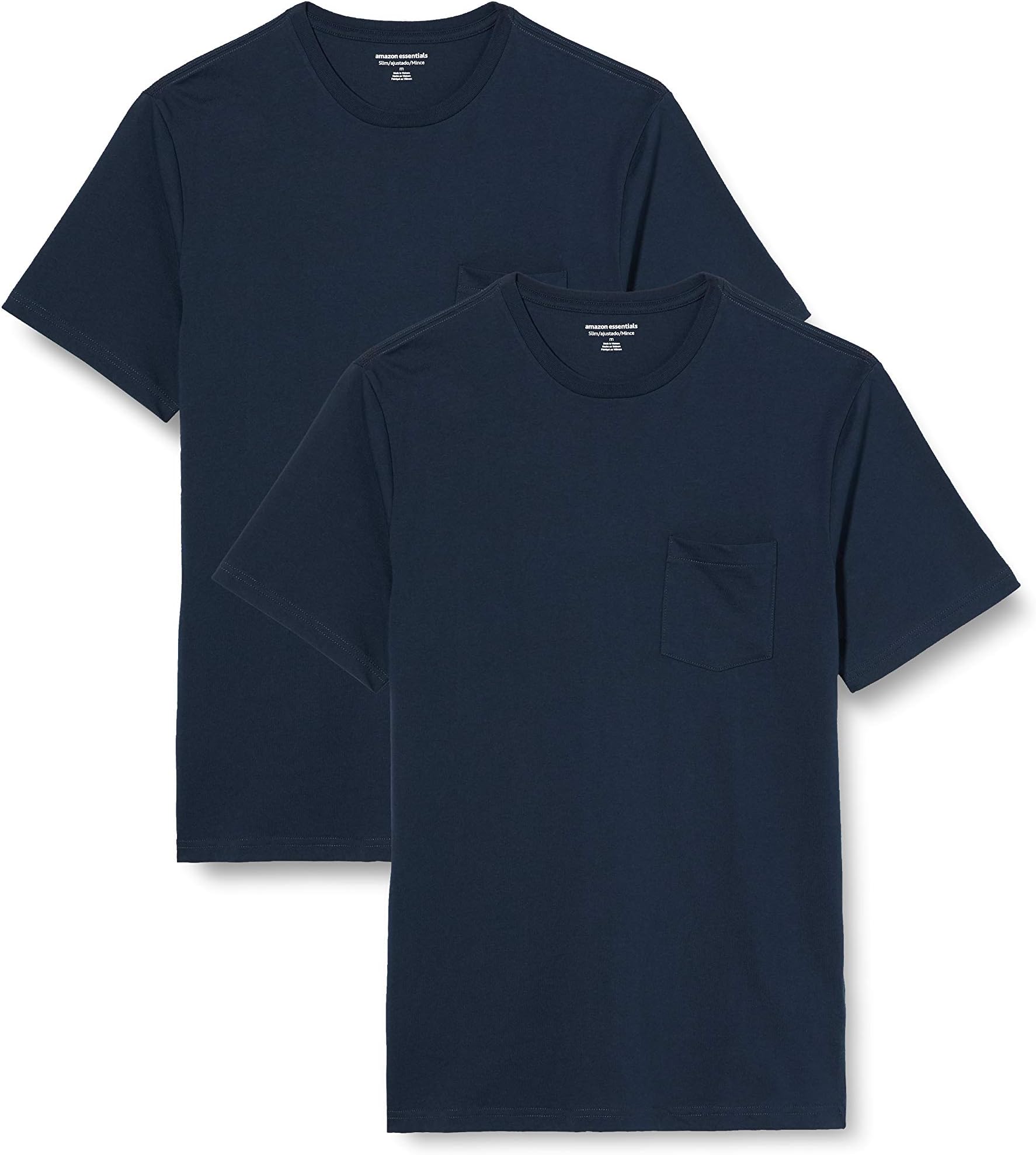 Amazon EssentialsMens T-Shirts, Regular-Fit, Short-Sleeve Crewneck Pocket, Pack of 2OEKO-TEX STANDARD 100
