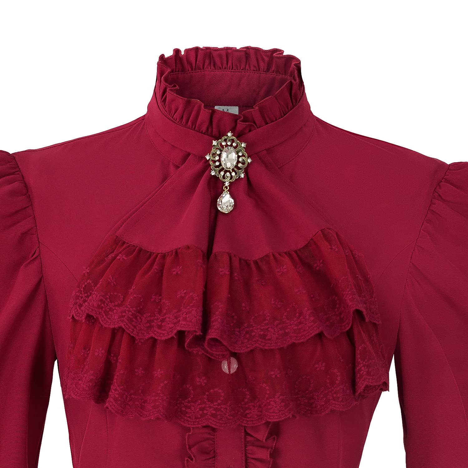 Camicetta vittoriana da donna gotica Lolita camicia vintage a maniche lunghe Lotus volant top