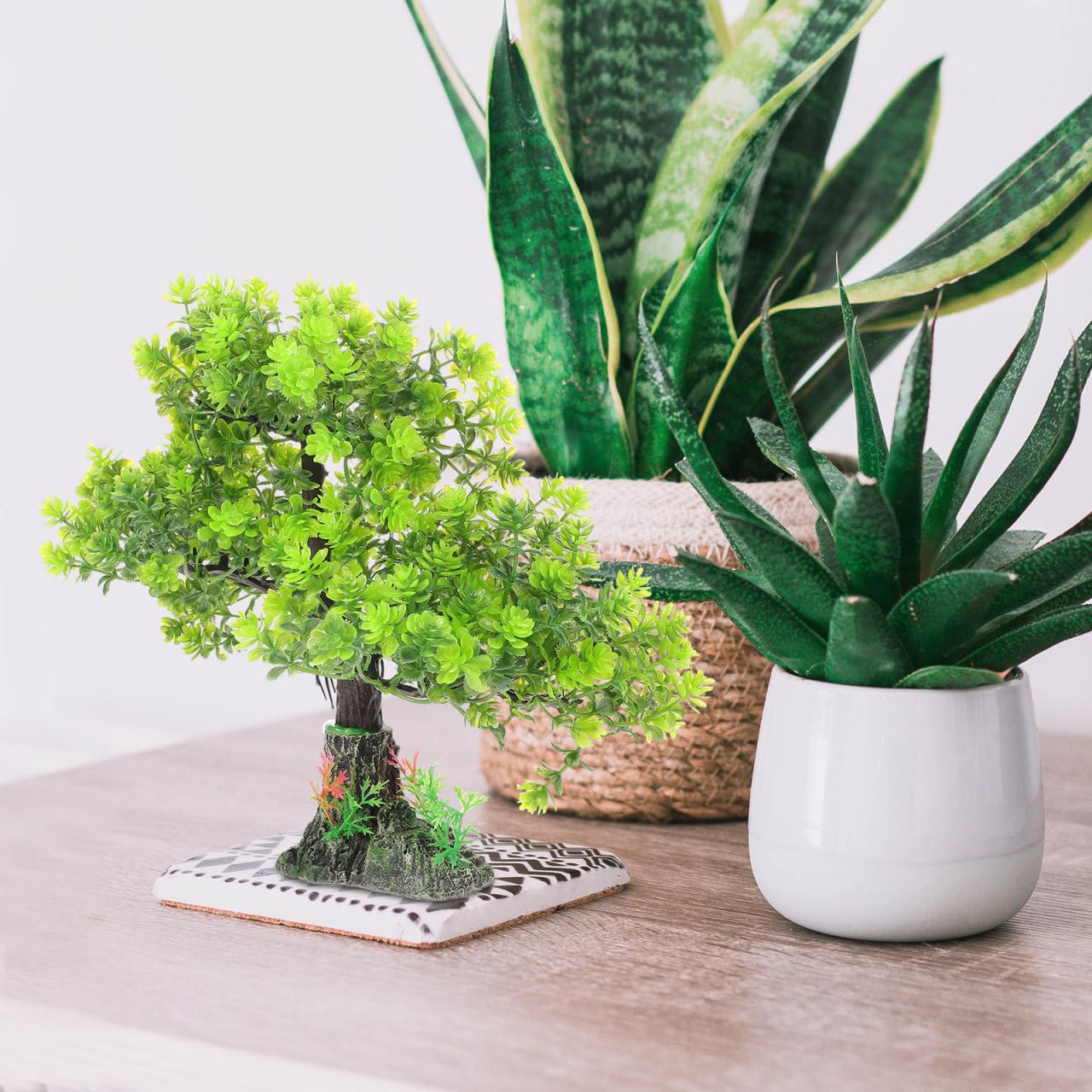 POPETPOP Plante aquatique artificielle en plastique pour aquarium, bonsaï, décoration pour aquarium, terrarium, paysage, vert