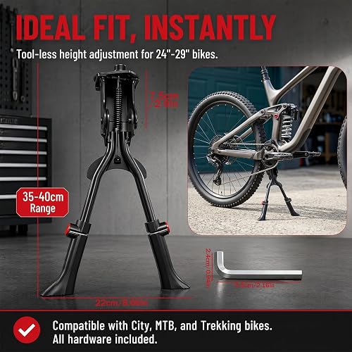 HSLXBY Two-legged stand, two-legged bicycle stand, height-adjustable bipod stand for 24-29 inch city bikes, trekking bikes and light bikes, load capacity 30 kg - 2