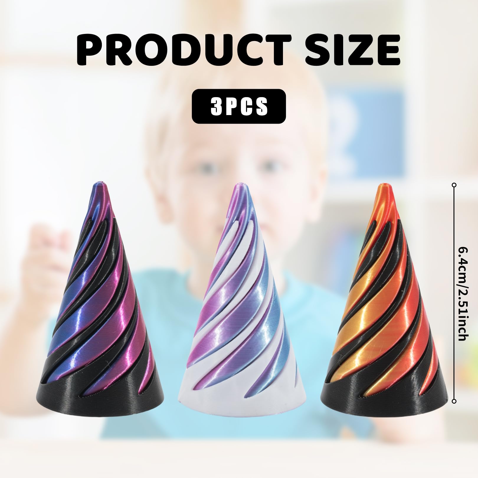 3 Pcs Spiral Cone Fidget Toy,3d Printed Fidget Toys,Impossible Pyramid,Triangle Desktop Mini Pass Through Passthrough Quackey Sculpture Twisty cones,for Children and Adolescents to Relieve Stress - Image 2